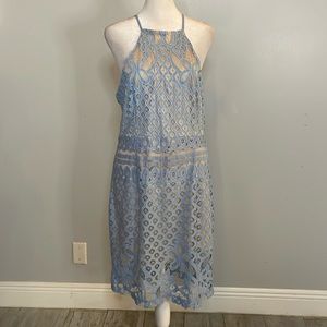 [Lulu’s] Light Blue Lace Knit Backless Dress - Size XL NWT